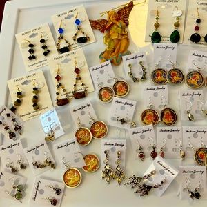 Big 35 pc lot of ladies crystal and sterling silver earrings, beautiful jewelry